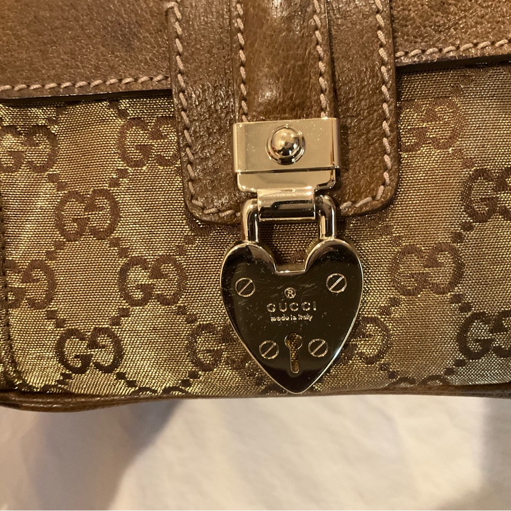Gucci Gold and Brown Briefcase with Structured Design - Picture 2 of 7